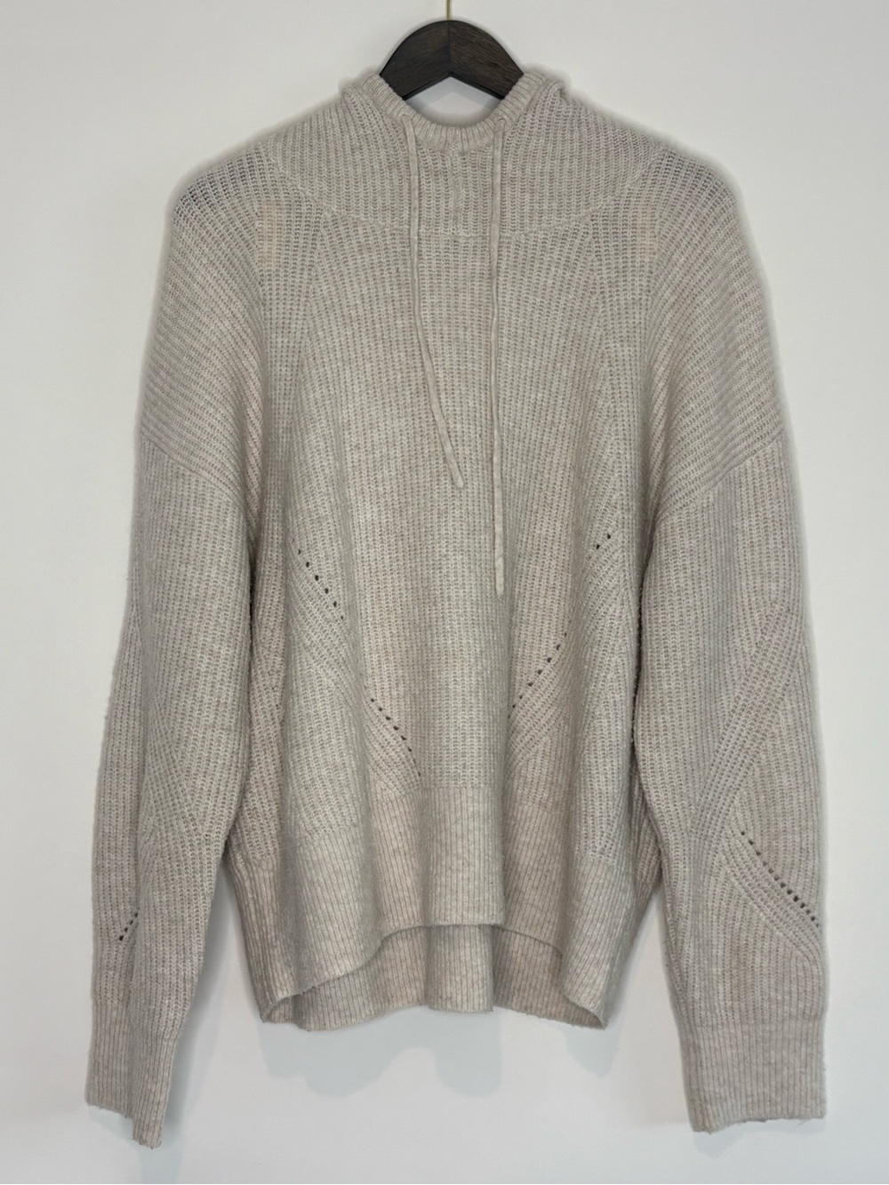 CALIA Womens Medium Slouchy Cream Ivory Knit Hooded Pullover Sweater Solid